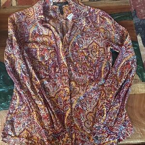 BCBGMaxAzria Multicolor Paisley Button Down Shirt